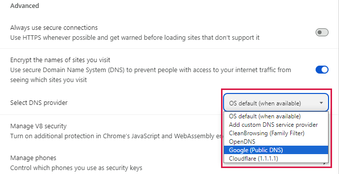 Etapa 5 para alterar o DNS