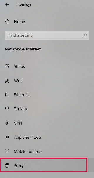 Etapa 2 para desabilitar o proxy
