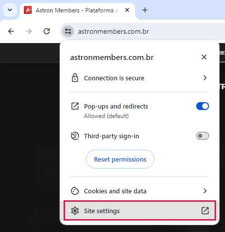 Etapa 2 para Limpar o dados do site no navegador
