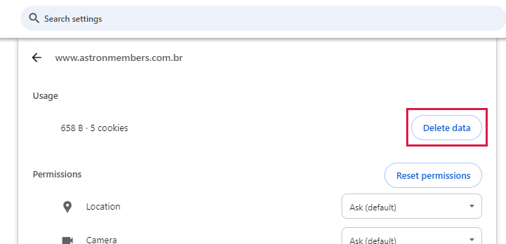 Etapa 3 para Limpar o dados do site no navegador